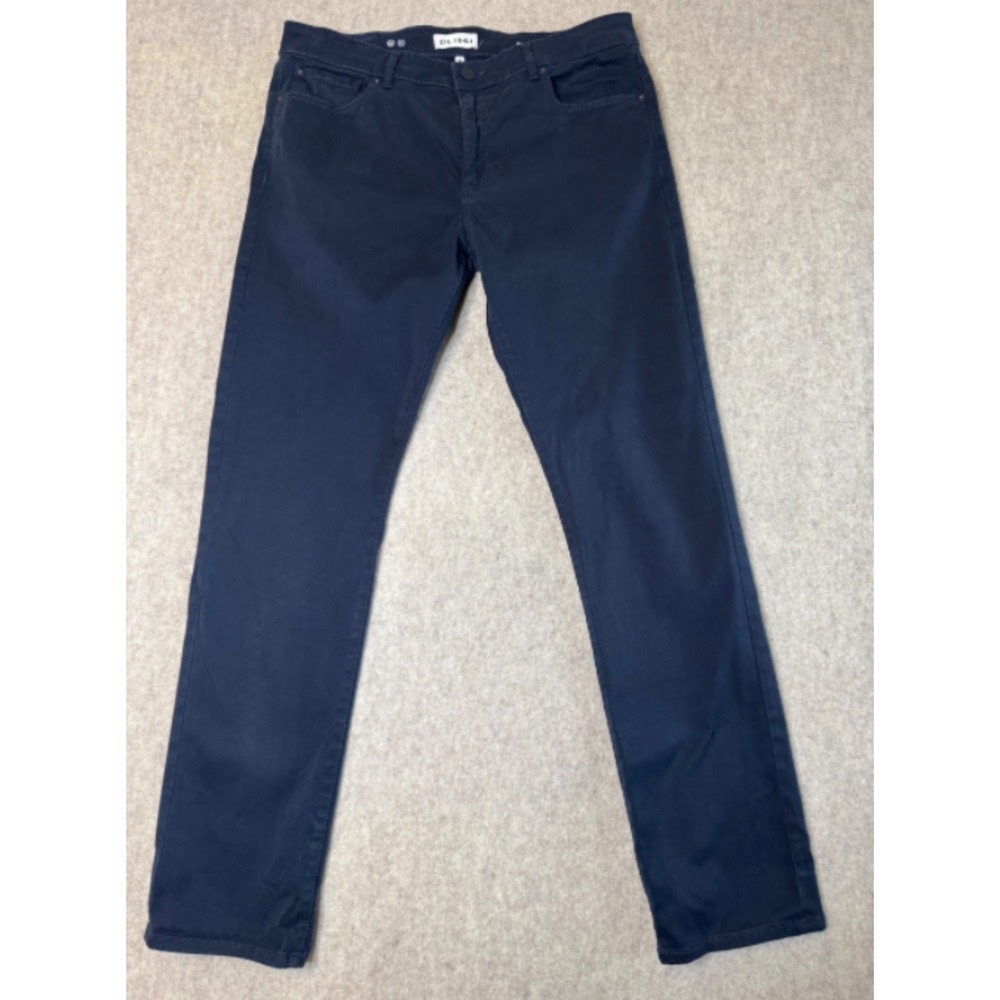 DL1961 Russell Slim Straight Jeans Mens 36x34 Navy Stretch Twill